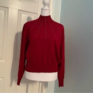 EUC Angelo Marani wool turtleneck sweater with rhinestones